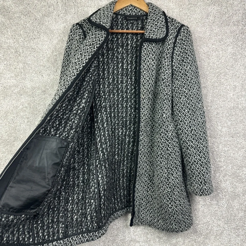 Talbots Wool Blend Coatigan‎ Stand Collar Coat Sweater Women's Large Gray Boho